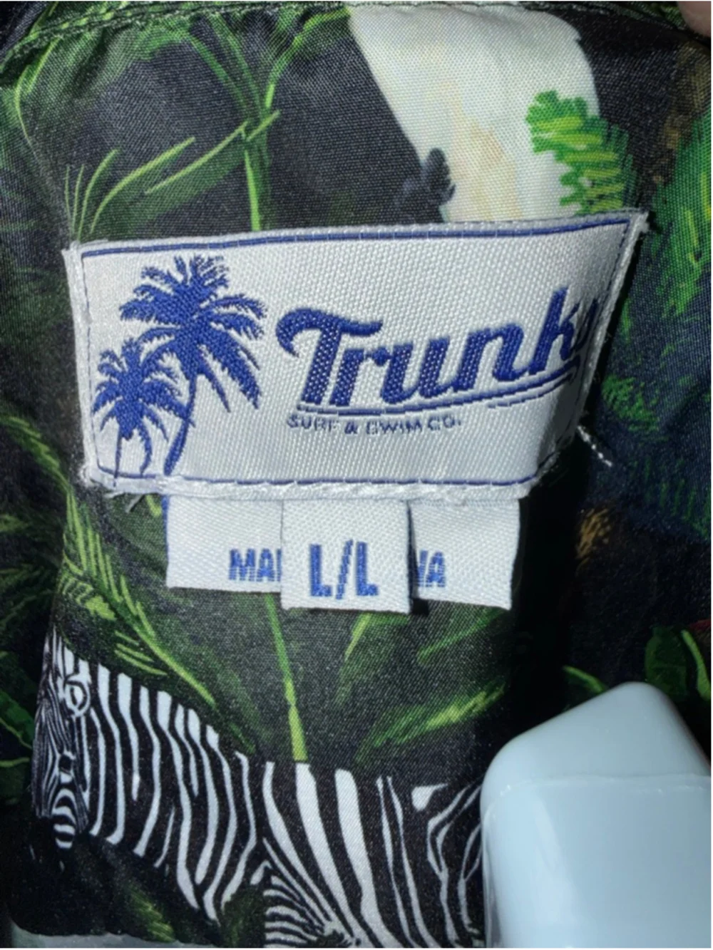 Men's Trunks L Black Green Tropical‎ Print Swim Trunks & Shirt Set